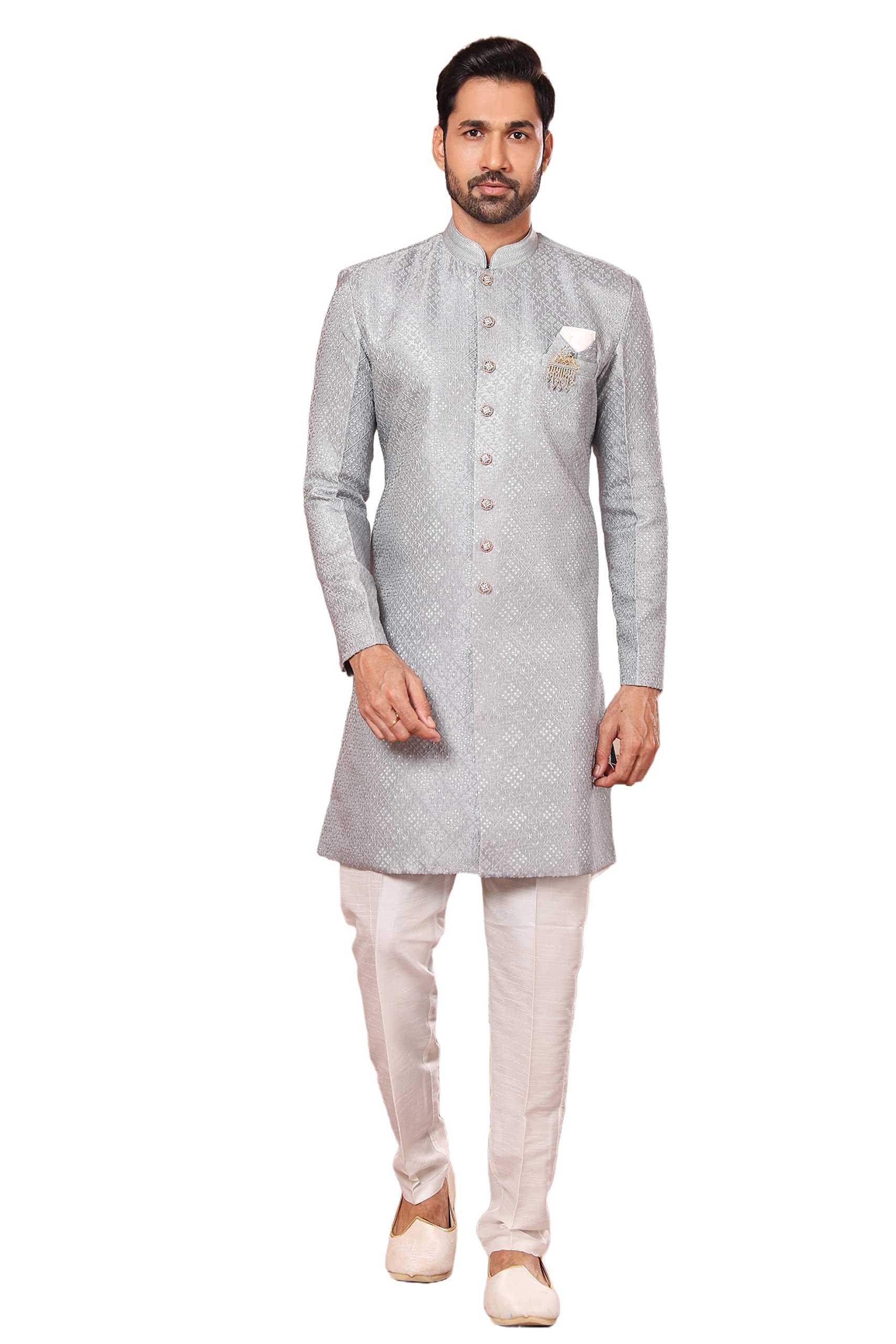 Lady Dwiza Indian Pakistani Ethnic Party Wear Semi Indo-Western Men's Wedding Sherwani for Groom