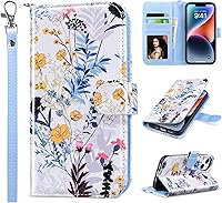 Vista 36 de ULAK Funda tipo cartera compatible con iPhone 14 Plus con tarjetero [bloqueo RFID], funda con tapa para mujeres y niñas, piel sintética, soporte