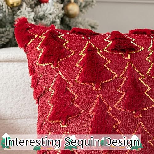 Miniatura 3 de UGASA - Juego de 2 fundas de almohada navideñas de 18 x 18 pulgadas, suaves, de piel sintética, copos de nieve, decorativas, lujosas, jacquard, para