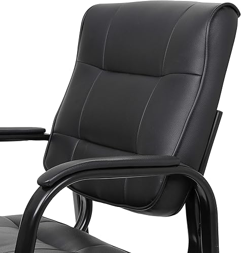 Miniatura 8 de ZenStyle Sillas de cuero para invitados de oficina, sillas de recepción de oficina, silla auxiliar ejecutiva con cuero consolidado y marco de metal
