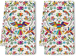 Colorful Mexican Traditional Bird Flower Kitchen Dish Towels Set of 2 Me...