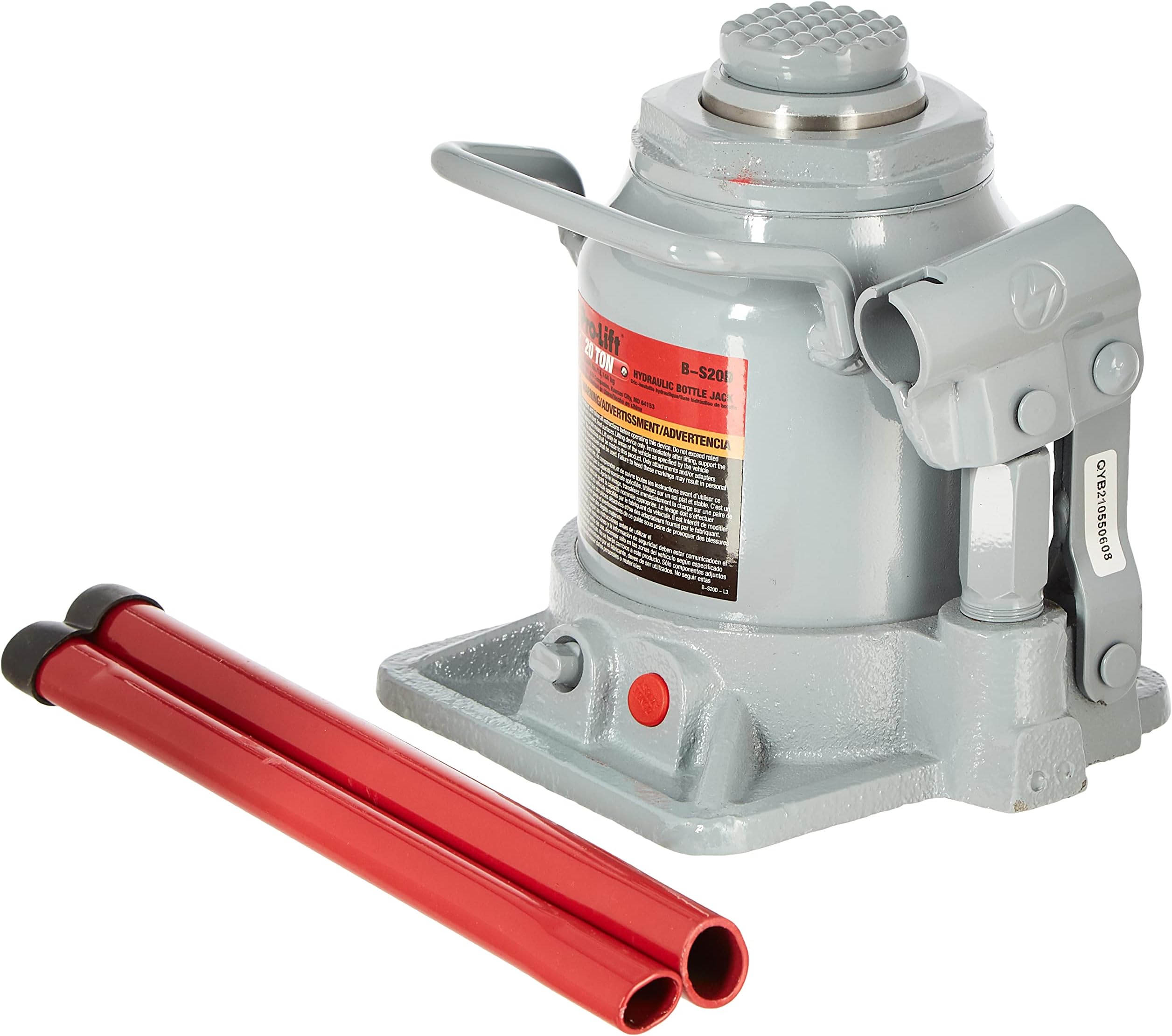 B-S20D Grey Hydraulic Bottle Jack - 20 Ton Capacity