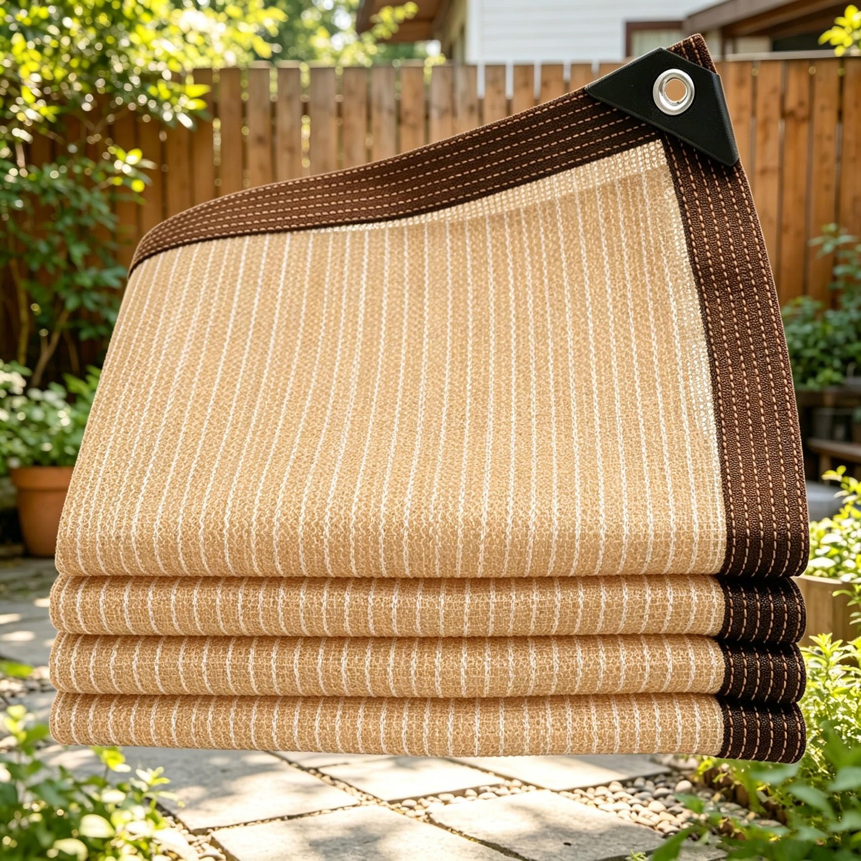 Filet de protection solaire crème 150x620 cm anti-UV avec œillets pour jardin