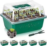Vista 13 de VIVOSUN Paquete de 12 bandejas de inicio de semillas, kit de inicio de semillas de 144 celdas con cúpula de humedad, bandejas planas reutilizables