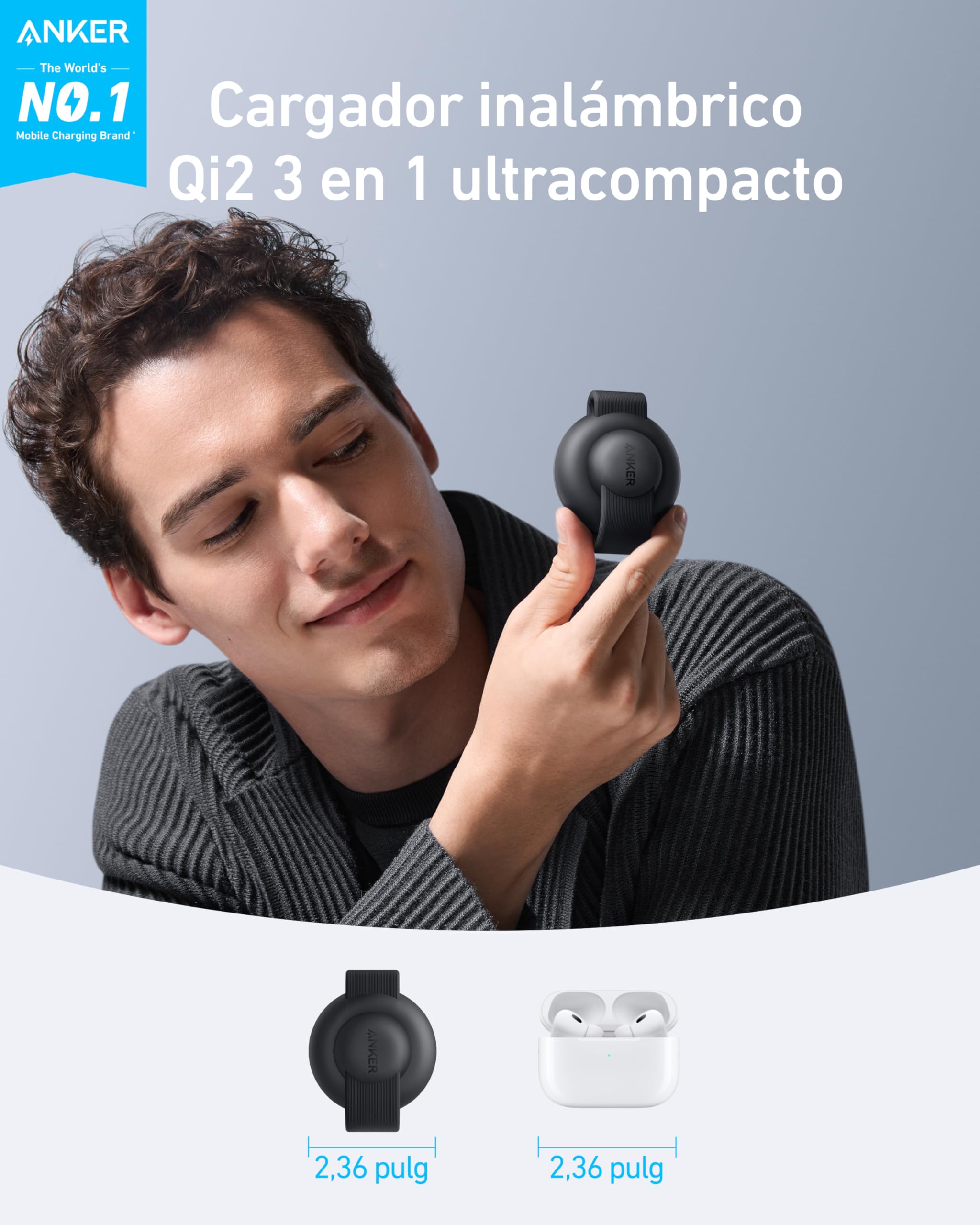 Anker MagGo Cargador Inalámbrico iPhone Estación de Carga Inalámbrica 3 en 1 Compatible con MagSafe Qi2 15W, Base de Carga Plegable de Viaje para iPhone 17/16/15/14 Series,AirPods,Apple Watch y Más