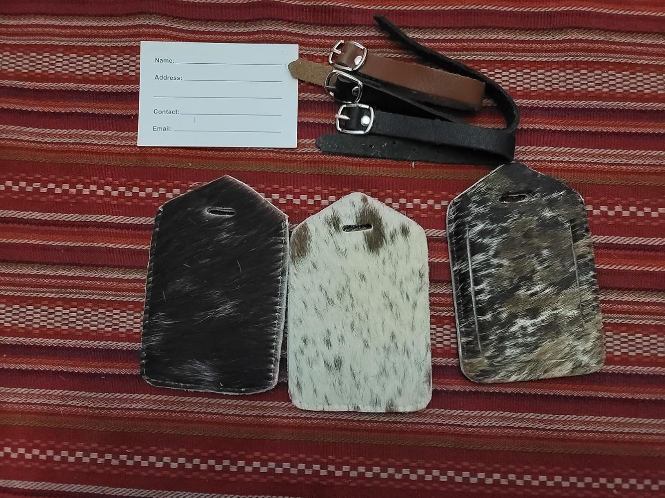 Cowhide Leather Luggage Tags, Pack of 3