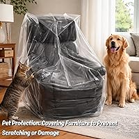 Vista 4 de Wowfit Funda para Muebles a Prueba de Polvo Bolsa de Mudanza para Sillas, Sillones Reclinables y Cajas – Plástico Transparente e Inodoro - 4mil