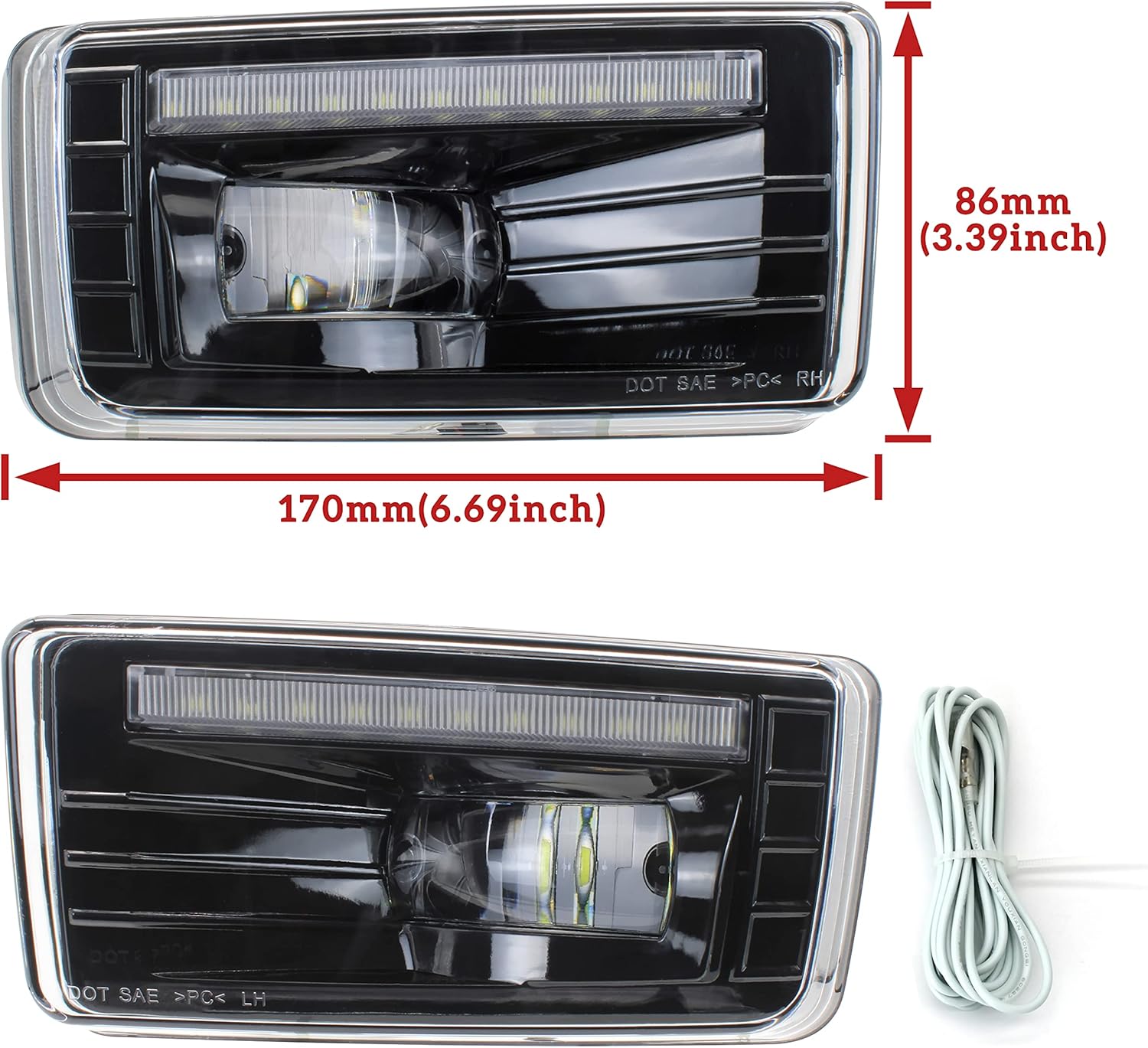 KEWISAUTO LED Fog Light w/DRL Bumper Driving Lamp for Chevy Silverado 1500 2500HD 3500HD 2007-2014, Avalanche 2007-2011, Suburban/Tahoe 2007-2014 - Daytime Running Accessory