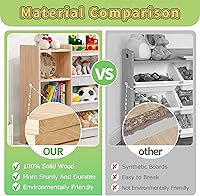 Vista 5 de MallBest Estante organizador de almacenamiento de juguetes para niños de 4 niveles, 100% madera maciza, armario de almacenamiento para niños con 9