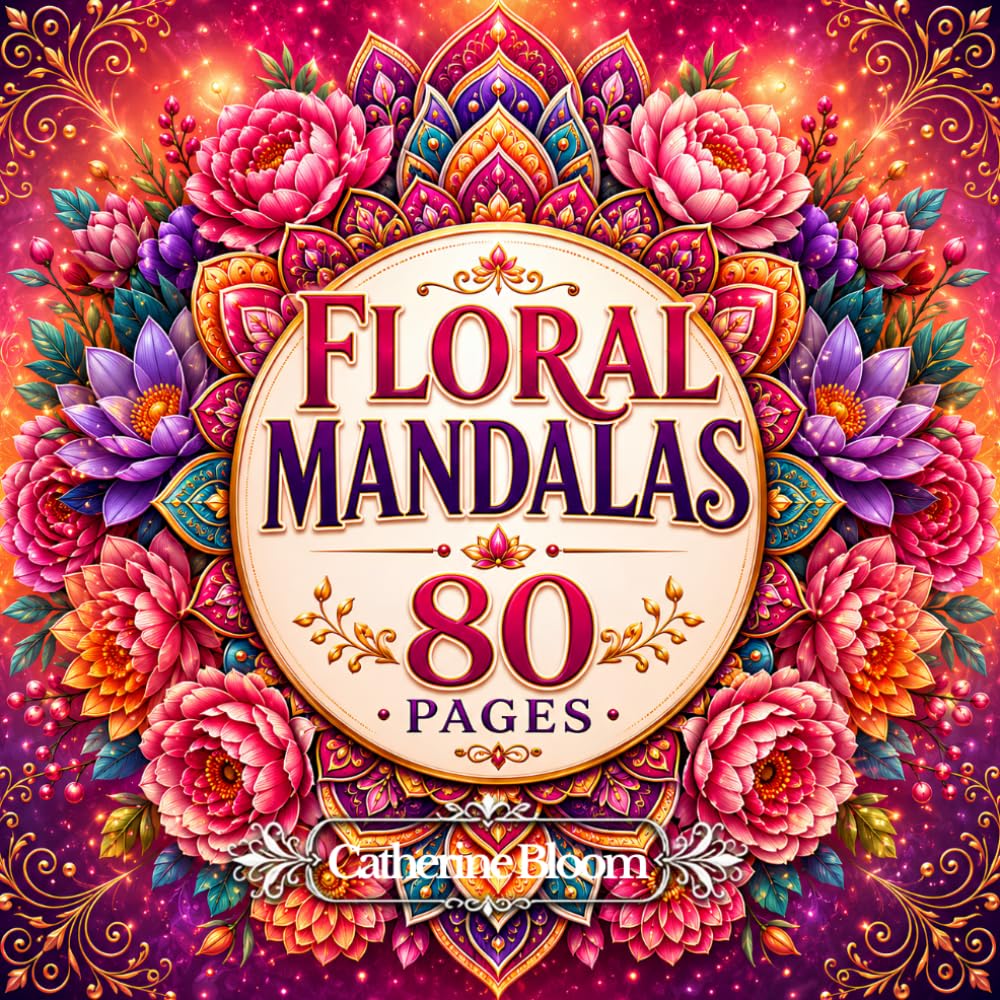 Flower Mandalas Coloring Book: 80 Beautiful Floral Mandalas for Relaxation, Stress Relief, Creativity, and Mindfulness