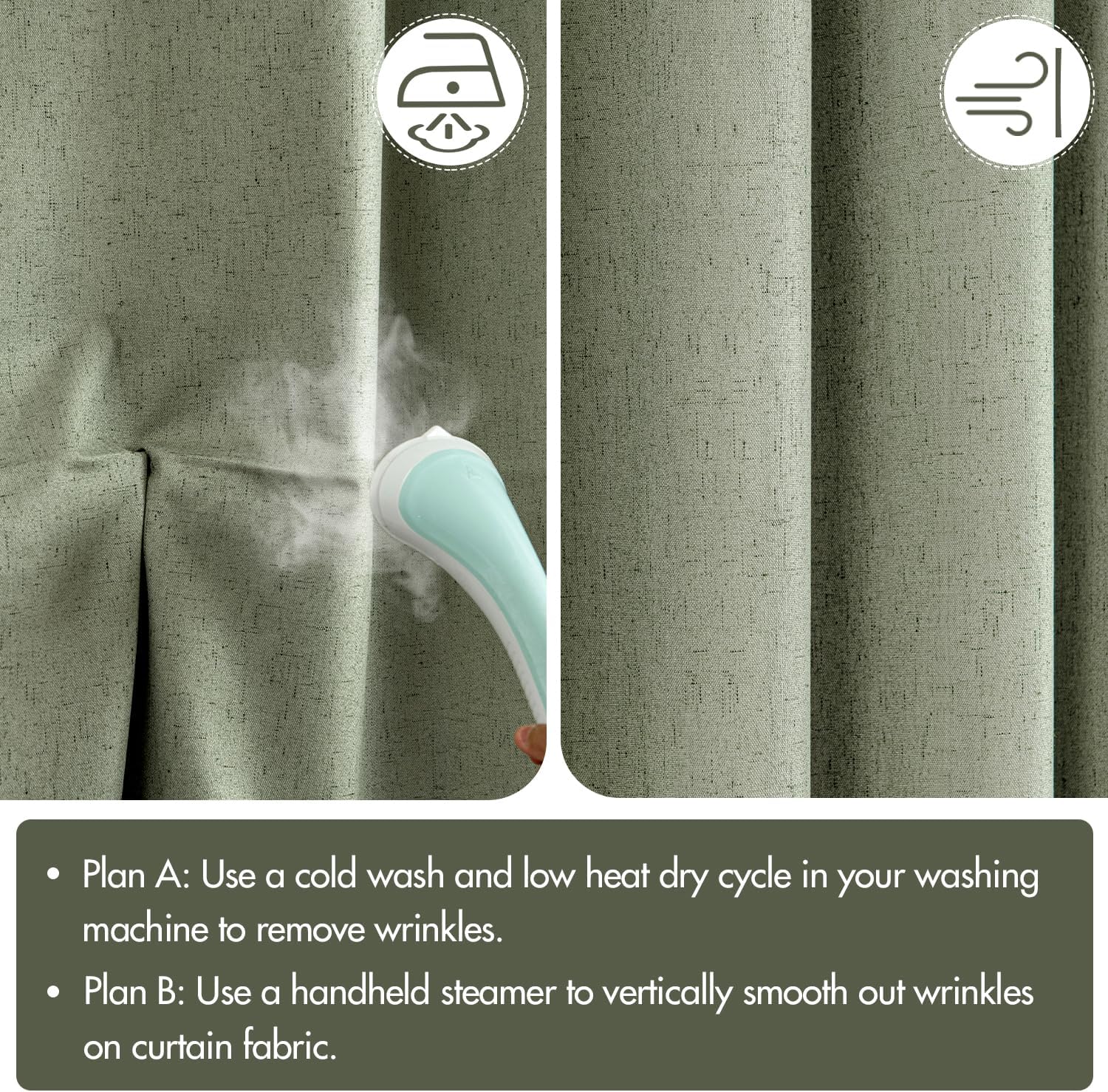 MIULEE Linen Textured 100% Blackout Curtains for Bedroom 90 Inches Long Sage Thermal Insulated Black Out Curtains/Draperies with White Liner for Living Room/Nursery, Grommet Top, 2 Panels