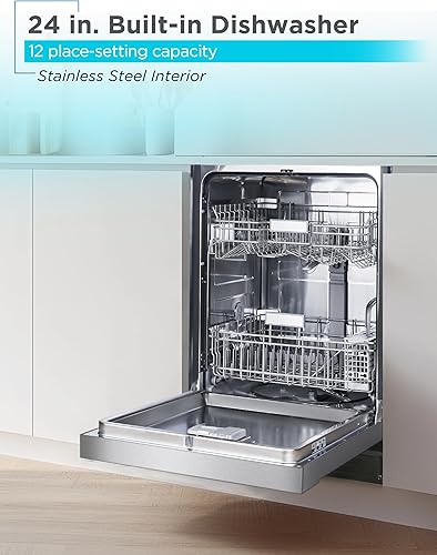 Miniatura 2 de BLACK+DECKER Lavavajillas integrado de 24 pulgadas, capacidad de ajuste de 12 lugares con bañera de acero inoxidable, lavavajillas con 5 programas