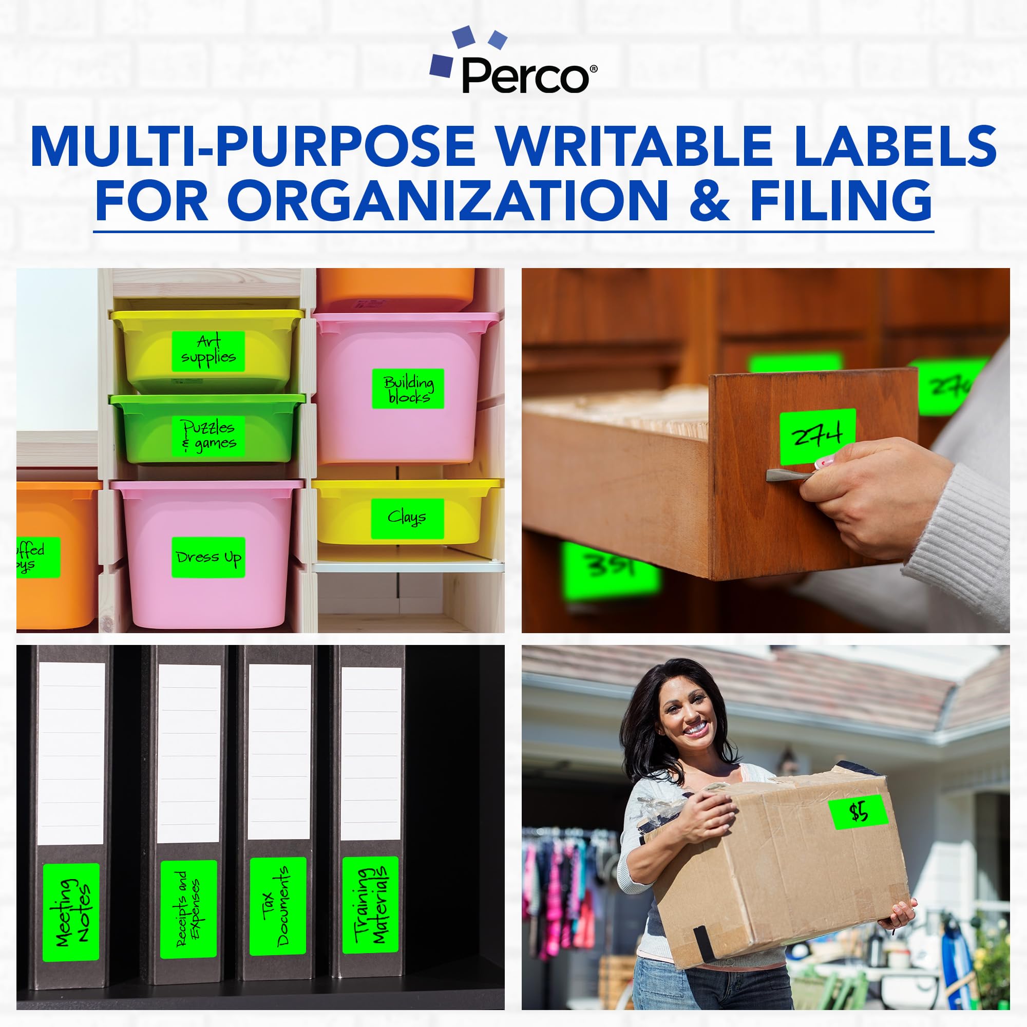 Inventory Management Labels Perco Green Labels 3x5 Inch - 500 Stickers ...