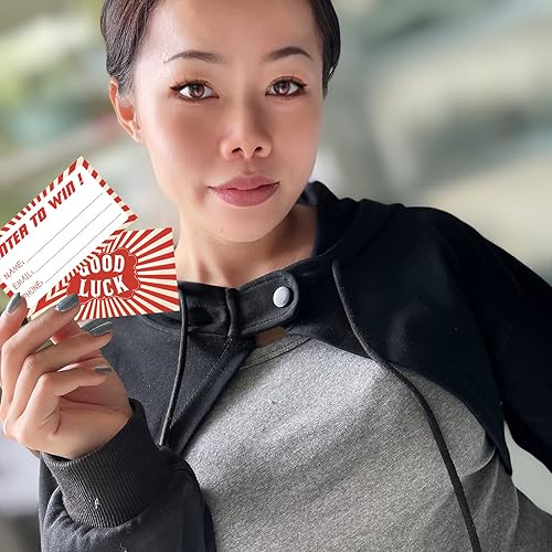 Miniatura 6 de 300 tarjetas de entrada para rifa - Tarjetas de formulario de entrada de 3.5 x 2 pulgadas para concursos, rifles, ferias, urnas, 5050, tambor de