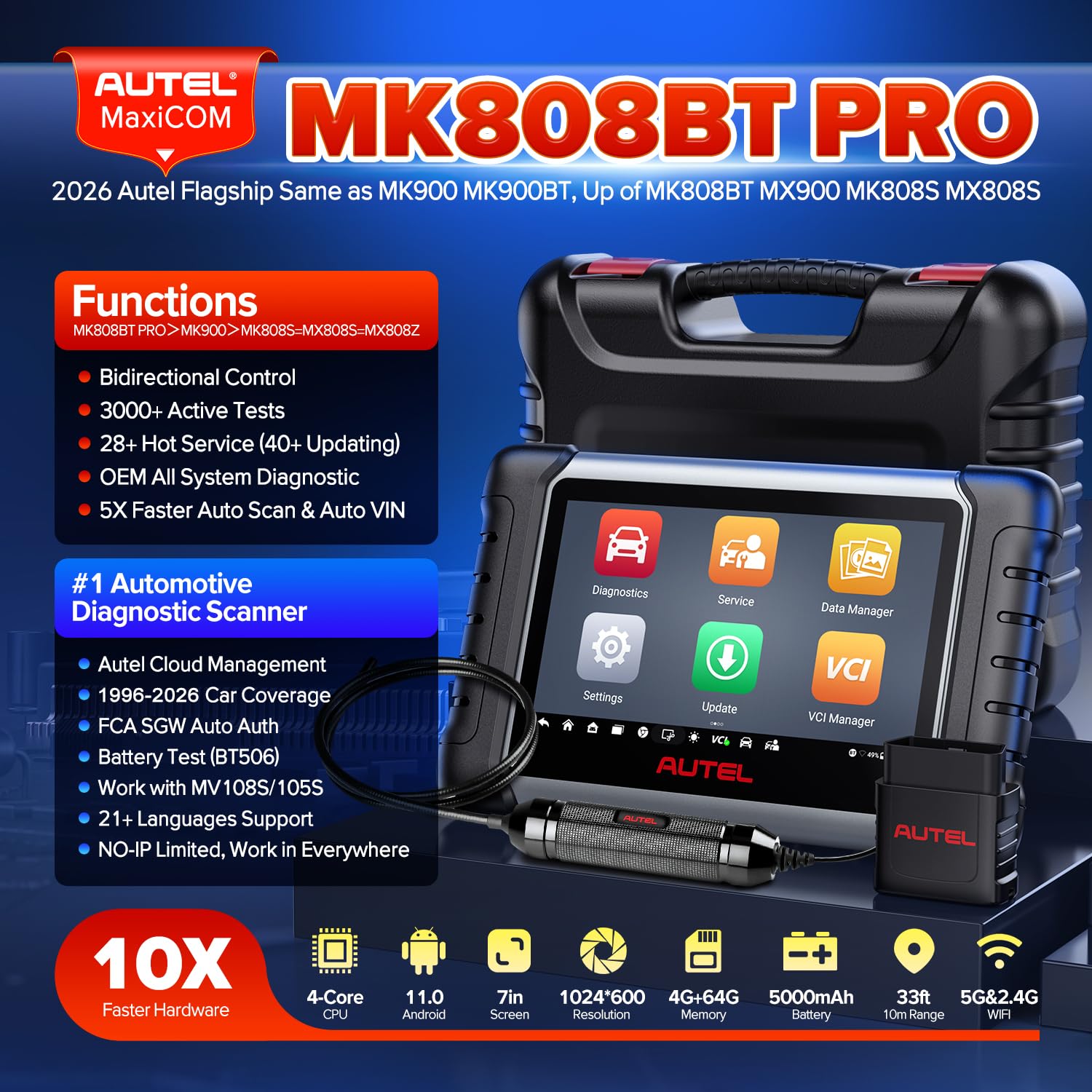 Amazon.co.jp: Autel Scanner MaxiCOM MK808BT PRO MV108S付き 2026