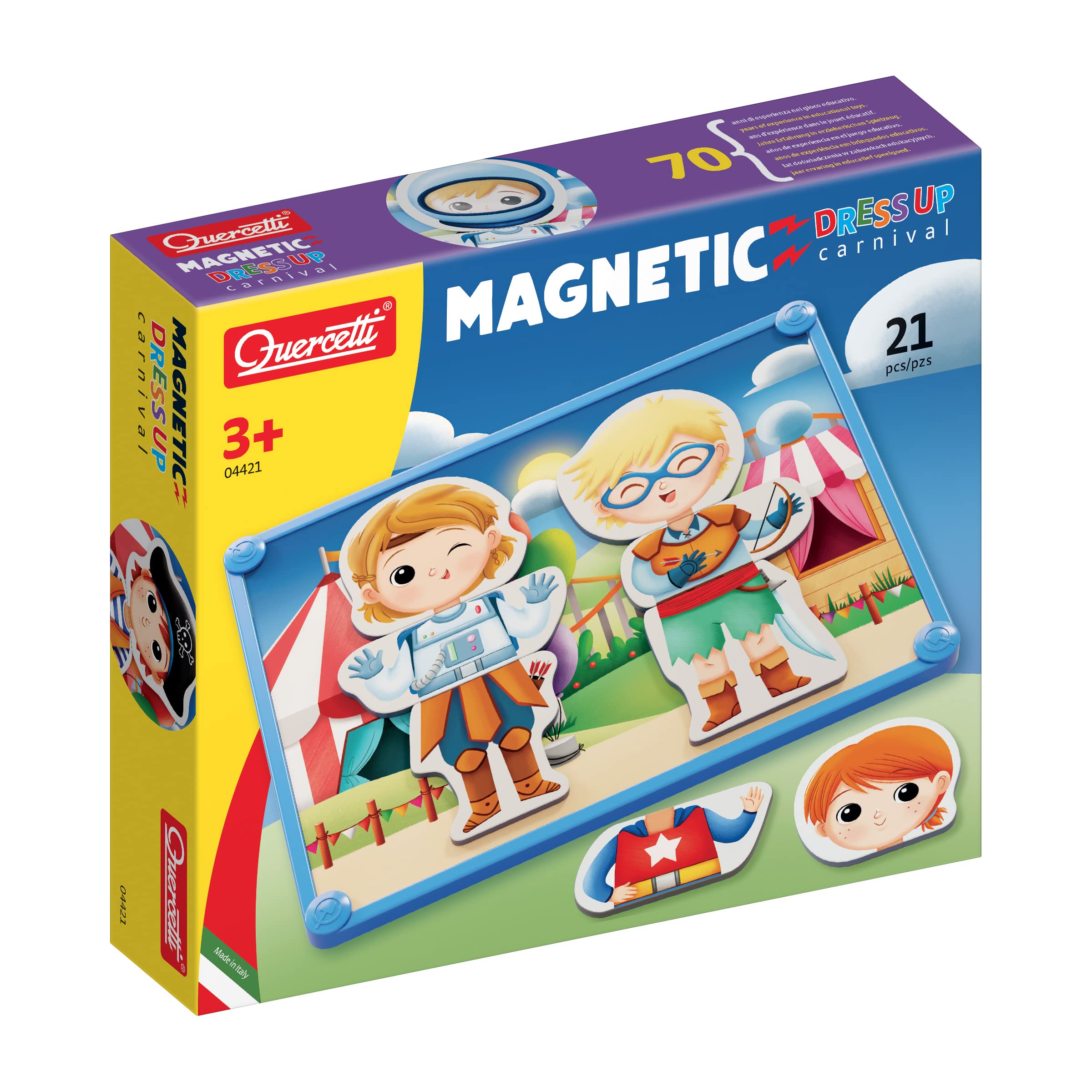 Quercetti - 4421 Magnetic Dress Up - Carnaval, Juguetes magnéticos