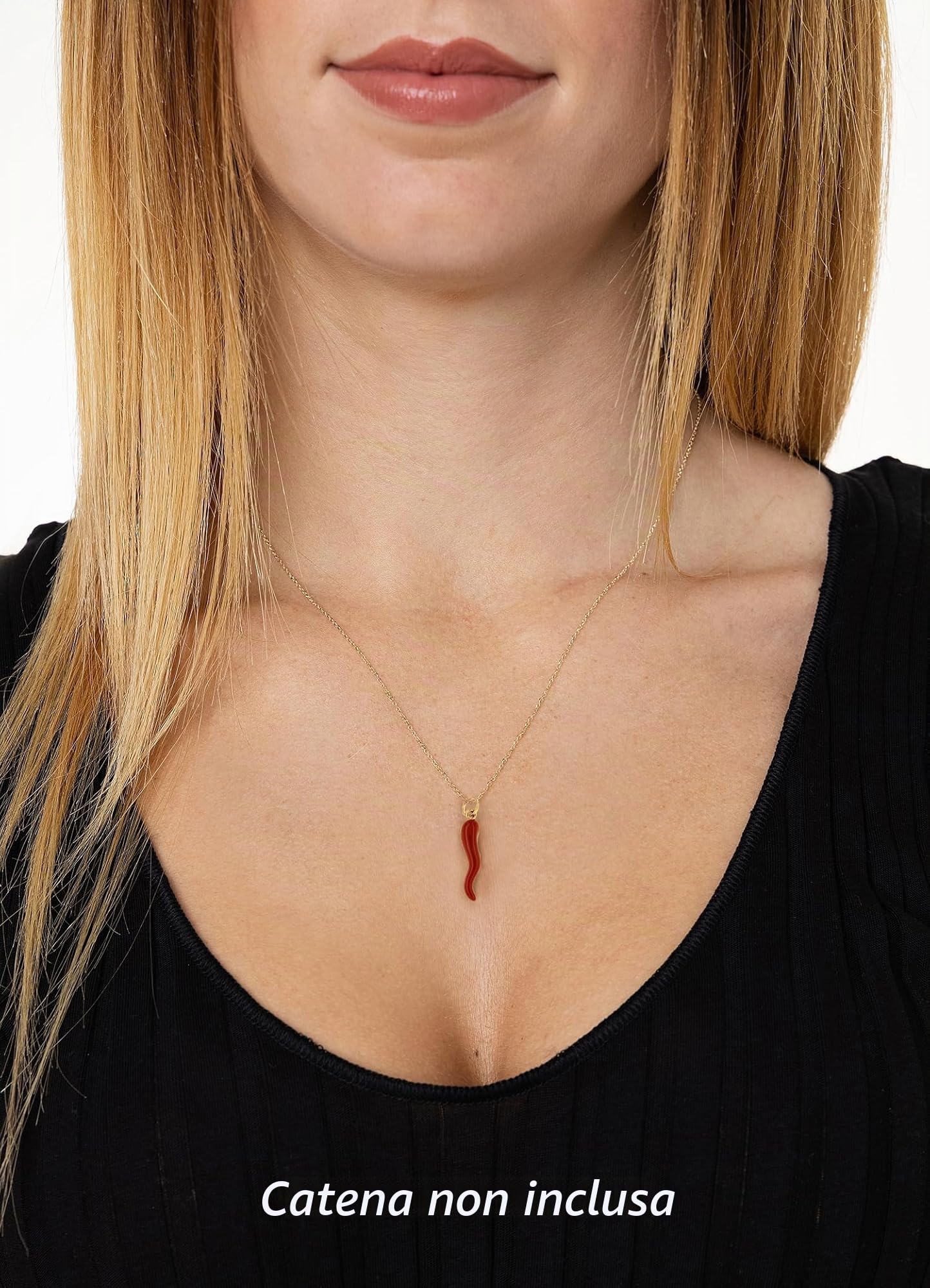 forme di Lucchetta - Piccolo Ciondolo Cornetto Portafortuna Rosso in Oro Giallo 9k, Peperoncino Smaltato a mano, Charms e Ciondoli Unisex per Collana Uomo Donna fino a 4mm