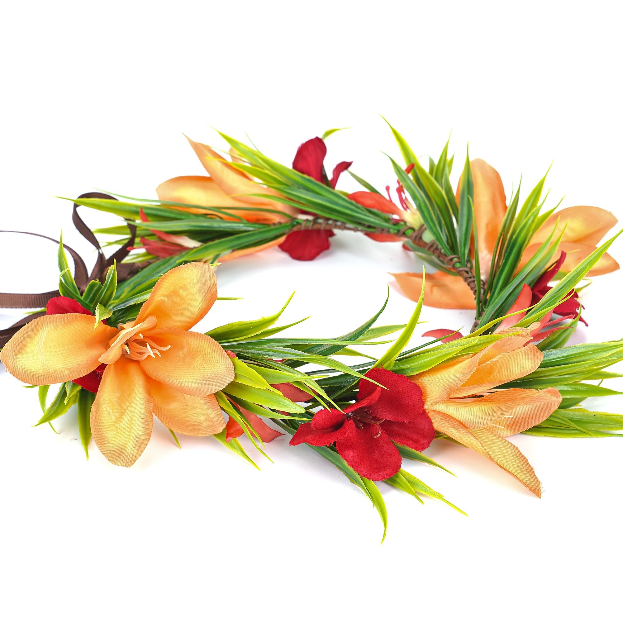 Couronne de Fleurs Hawaïen, Couronne de Fleurs Tropicales Artificielles Lei Luau, Costume Hawaïen, Convient aux Filles et aux Femmes, Décorations pour Fêtes d'été à la Plage et à la Piscine (B)
