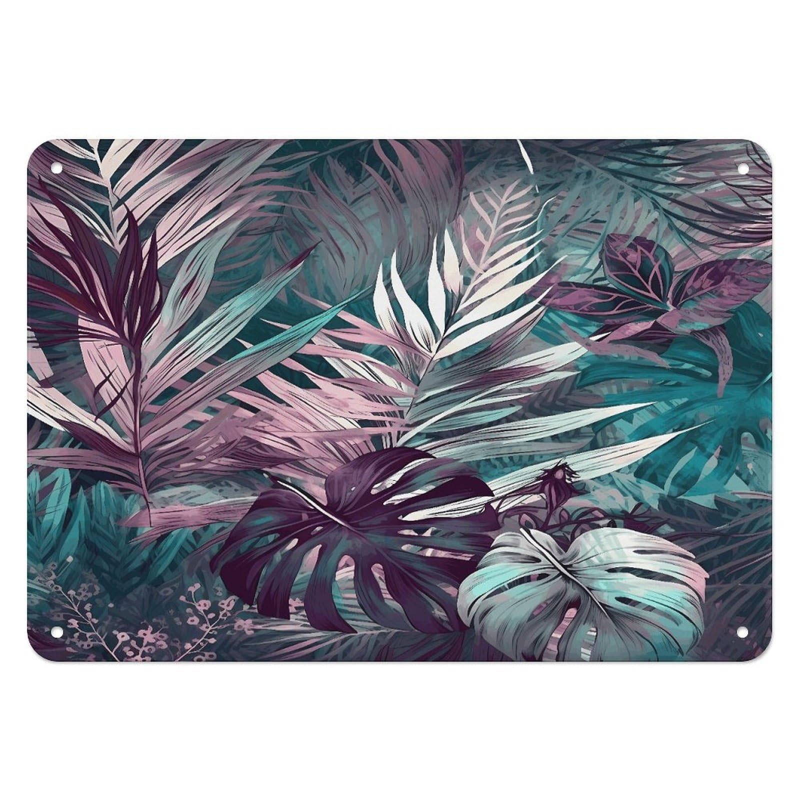 Fekiloot Style Palm Leaf Pattern Wall Decor Iron Painting Metal Sign