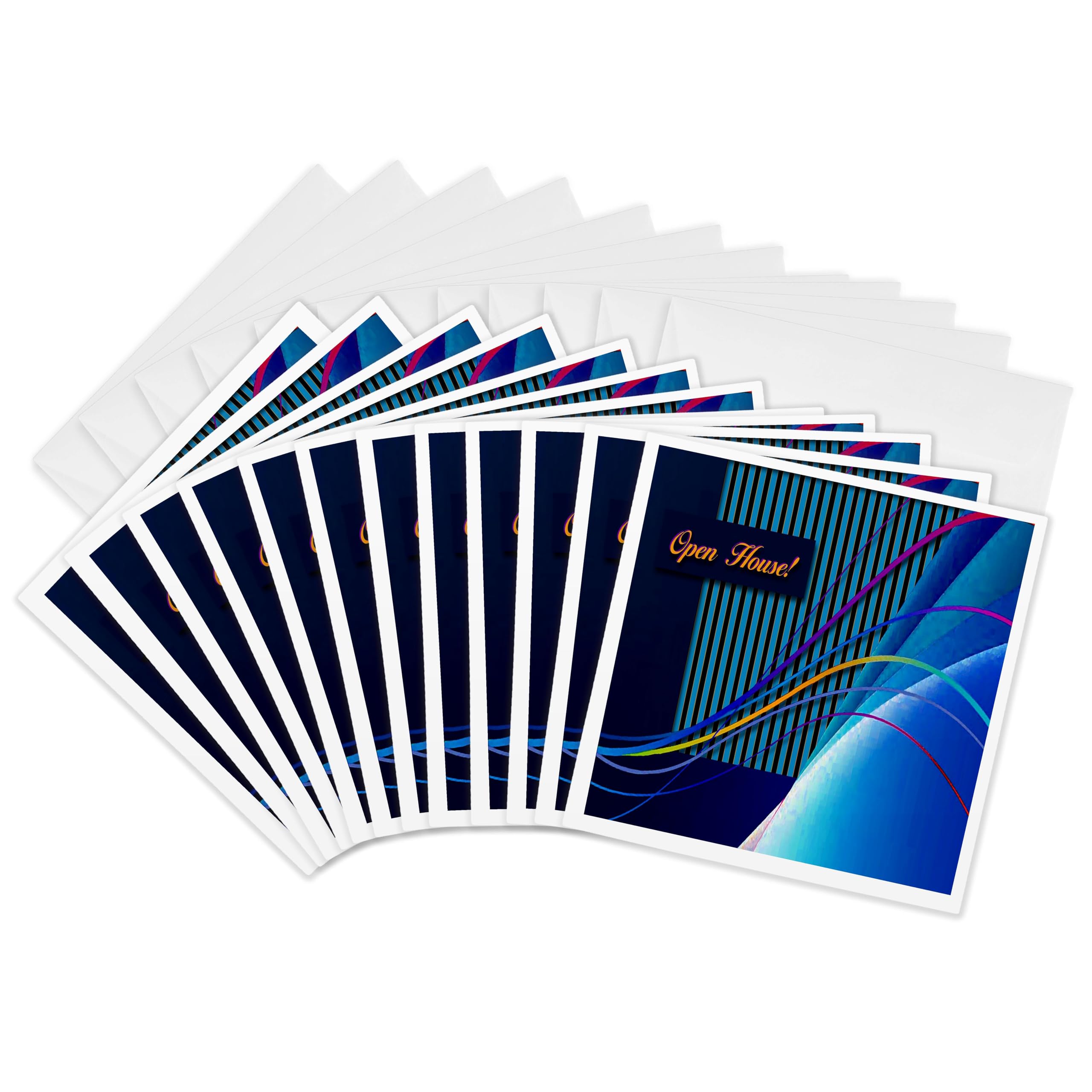 3dRose gc_43292_2 6 x 6-Inch "Open House Abstract Curves and Lines" Greeting Card (Pack of 12)