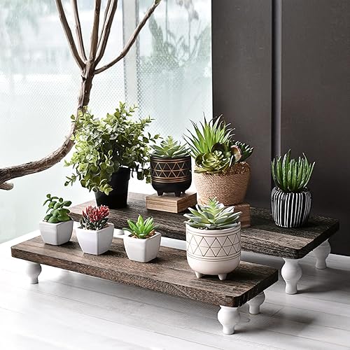 Miniatura 37 de Ikee Design Juego de 3 piezas de soporte elevador de madera, soporte elevador de madera para cupcakes y postres para joyas, monitor, apilable