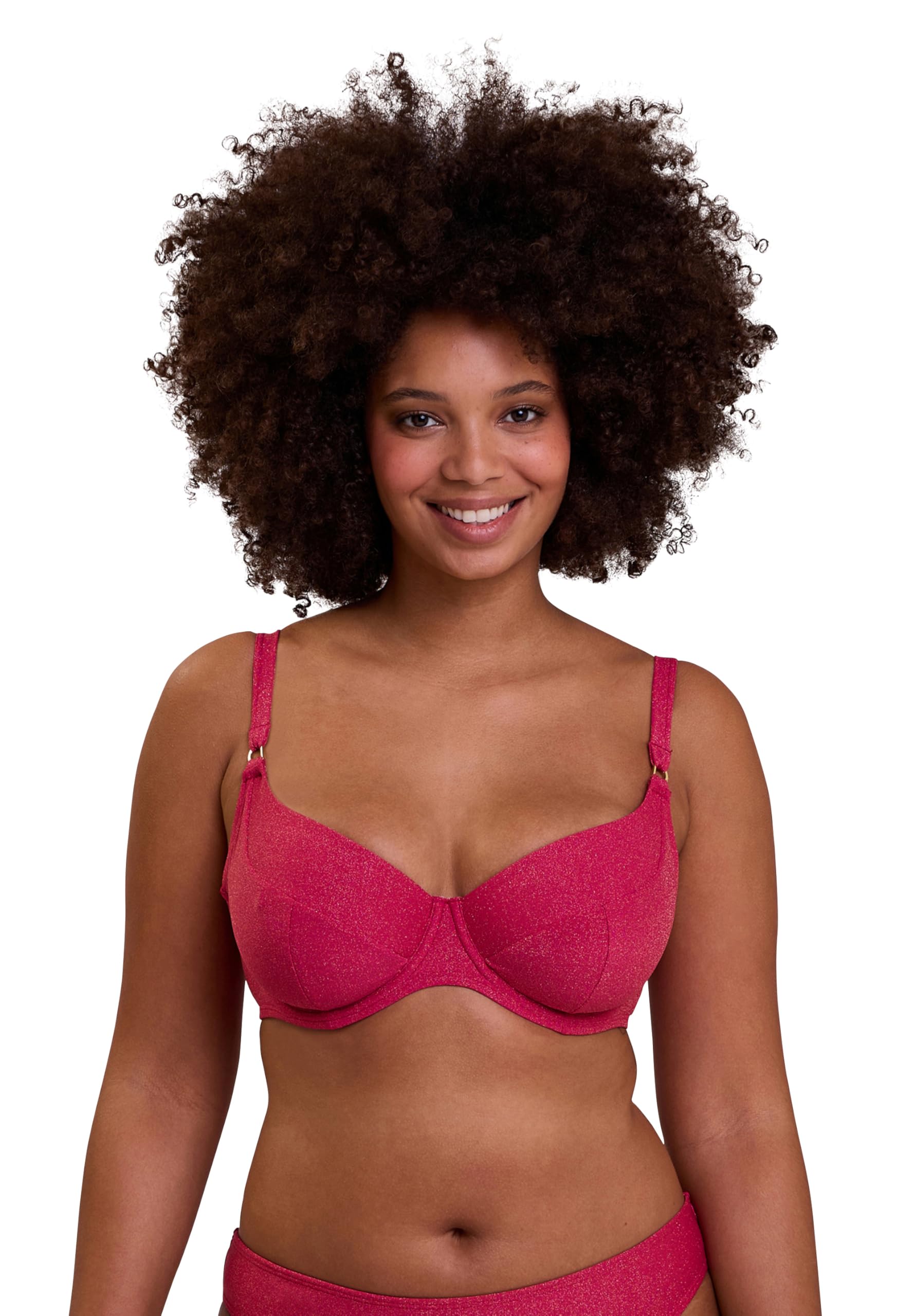 Sans Complexe Women's Reflet Swimsuit Top with Underwire, Cherry red, 34C