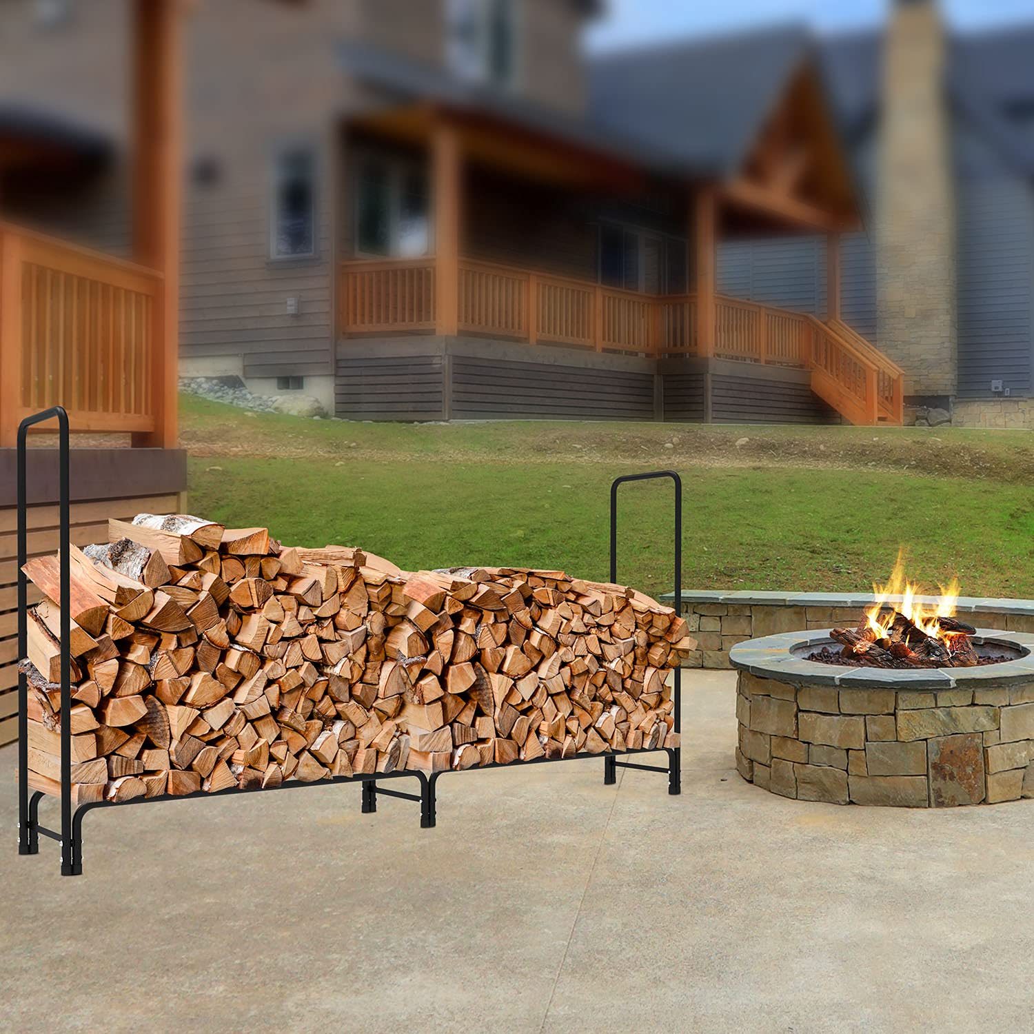 Amazon.com : BQMAX 8ft Firewood Rack Outdoor Heavy Duty Fire