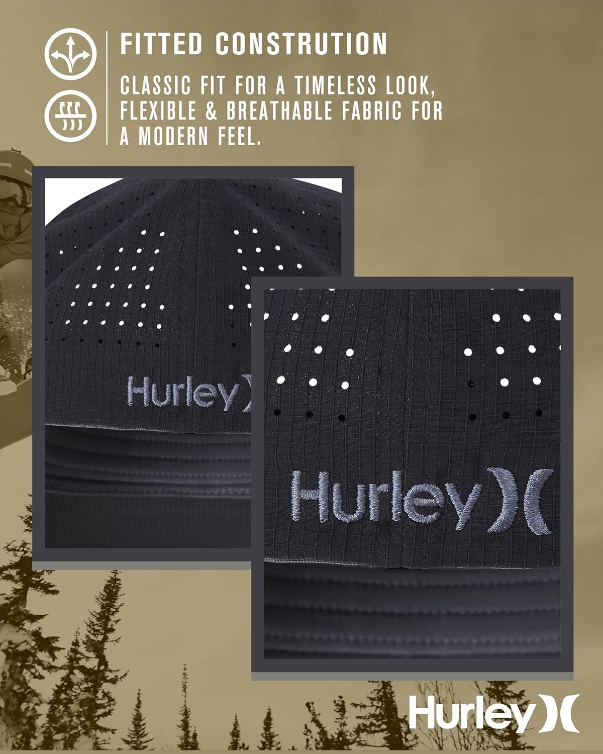 Hurley Men's Baseball Cap - Sweat-Wicking Fitted Baseball Hats for Men (S-XL)