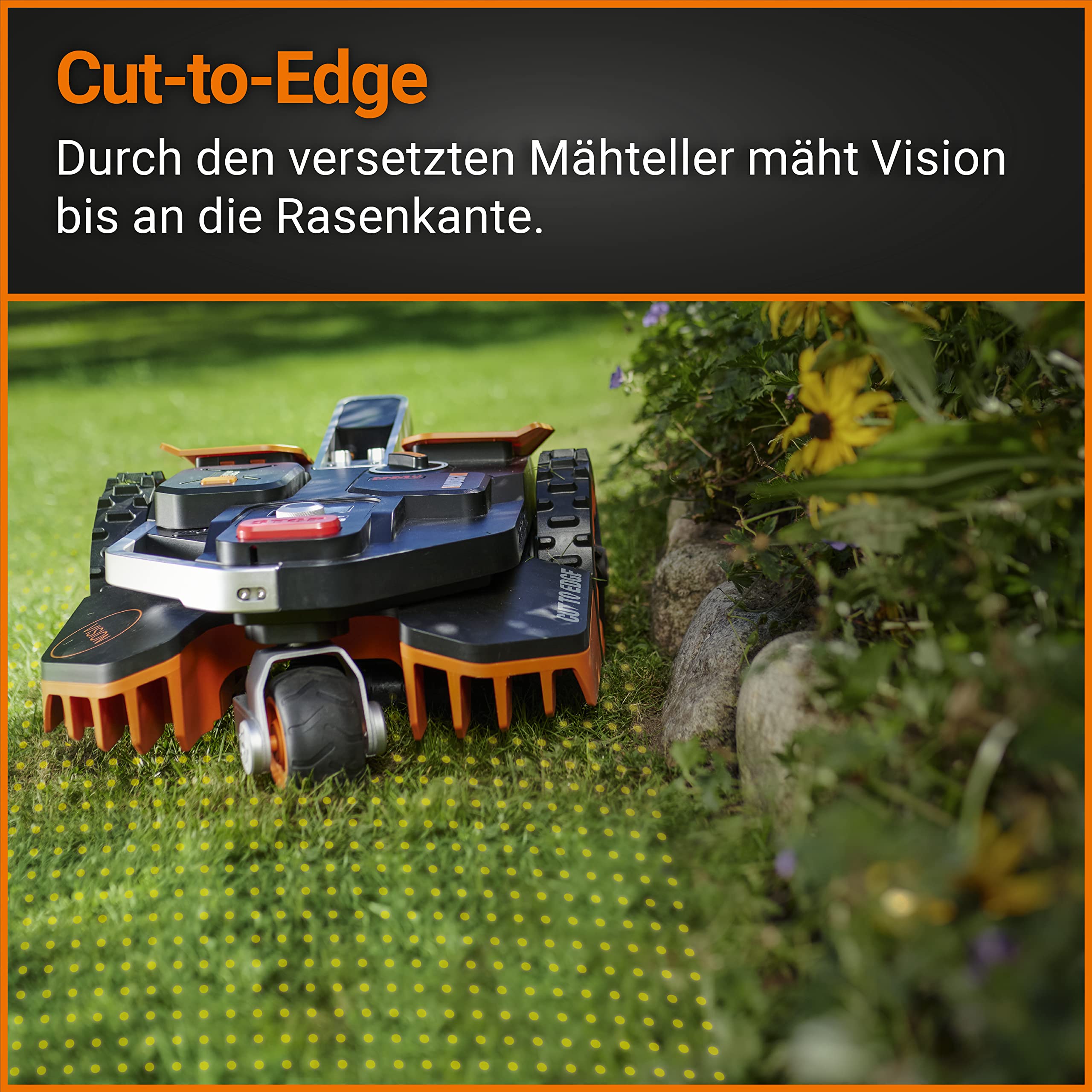 WORX Landroid Vision WR213E, Mähroboter ohne Begrenzungskabel, 1300 m² | L1300 Mähroboter, für Gärten bis 1300qm, Mähroboter ohne Begrenzungskabel und aktive Hindernisvermeidung