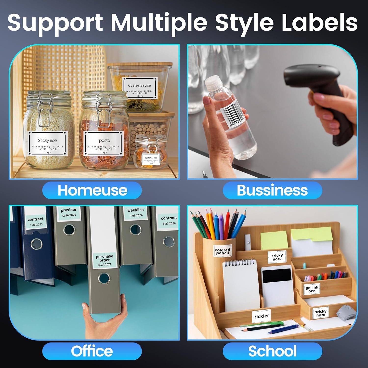 Phomemo M250 label maker in different usage scenarios