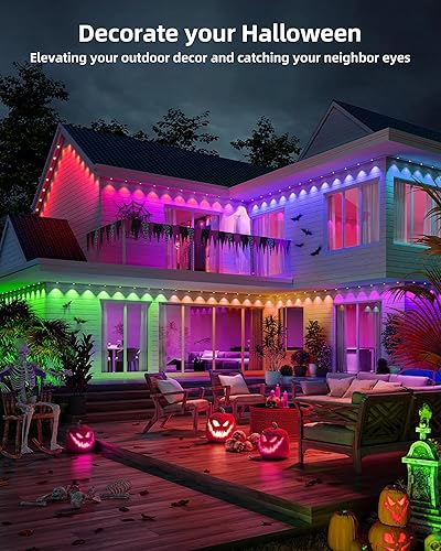 Miniatura 3 de Luces permanentes para exteriores, 63.6 pies con 36 luces LED RGBIC con control de aplicación, luces de Navidad permanentes impermeables para