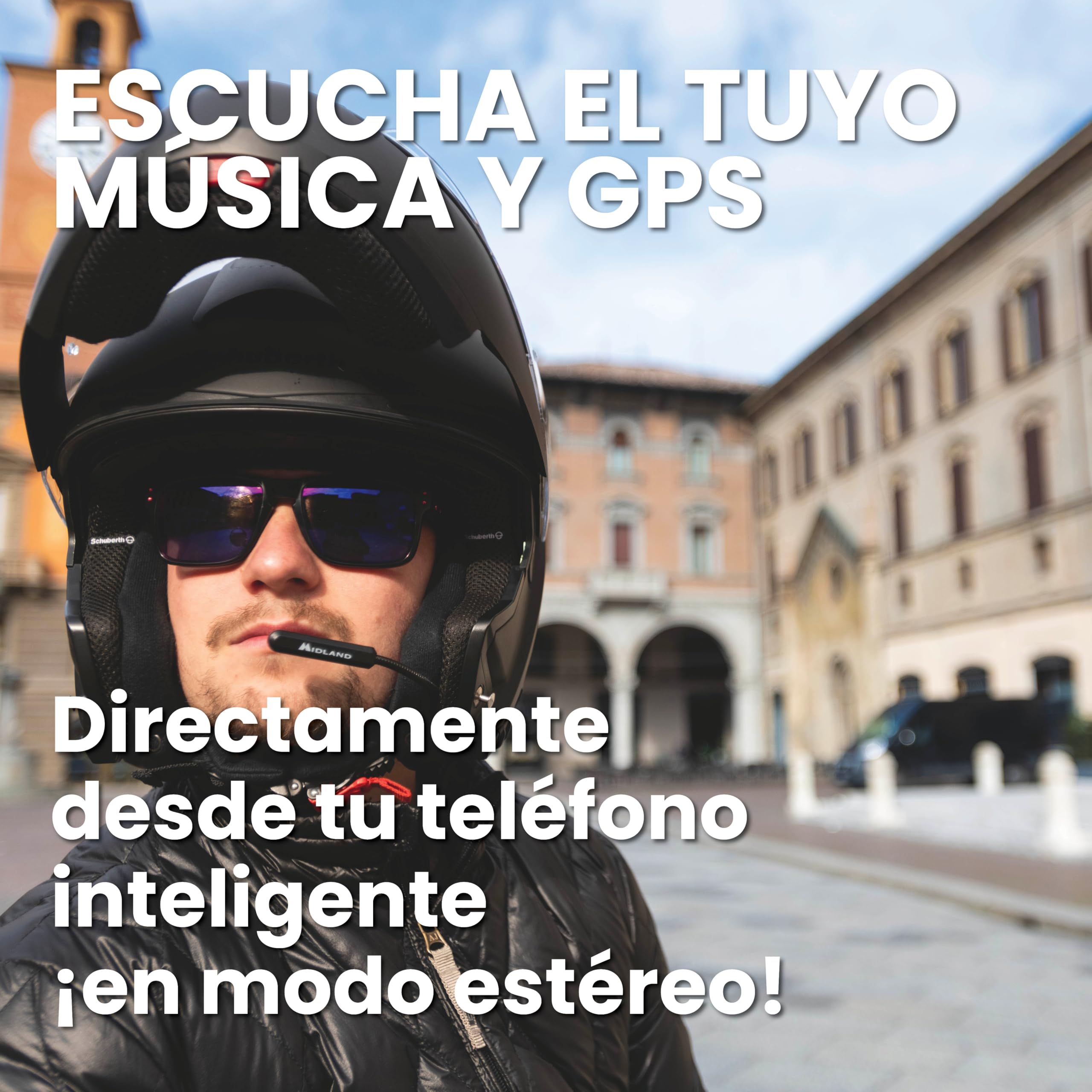 Midland - Auricular Bluetooth 5.2 Único K10 para Motociclistas Urbanos, Contestador Telefónico Invisible Universal - Auriculares Bluetooth Cancelación Ruido para Casco Moto, 7mm, Carga Rápida