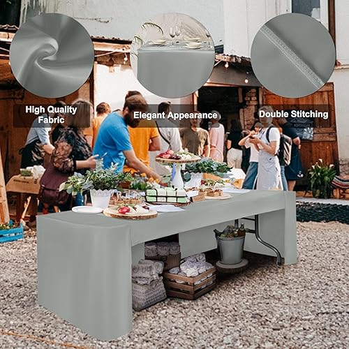 Miniatura 3 de ABCCANOPY Mantel rectangular de 6 pies para mesas rectangulares en poliéster lavable, ideal para mesas de bufé, fiestas, cenas, bodas y más, color