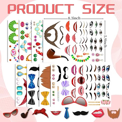 Miniatura 2 de Tenceur 48 hojas de calcomanías de boca para manualidades, payaso, boca, ojos, nariz, calcomanías para hacer una cara, calcomanías creativas de