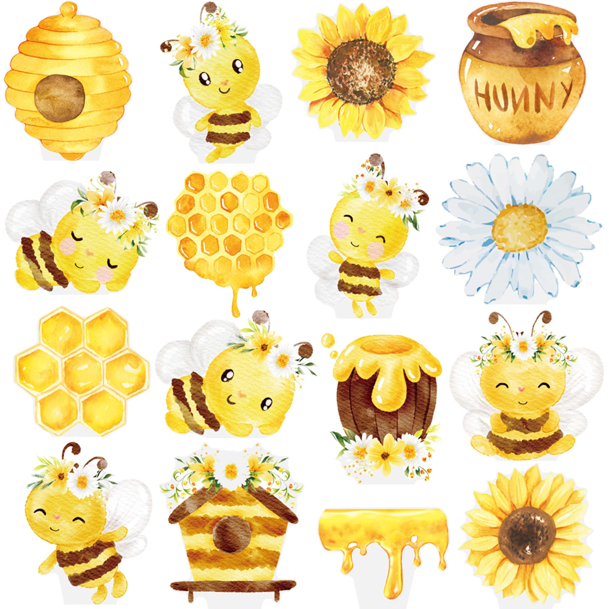 umoni Bee Cupcake Toppers Bee Birthday Party Decorations 48Pcs Honey Bee Cupcake Sticks Bee Cake Decorations for Bee Theme Baby Shower Party Supplies,