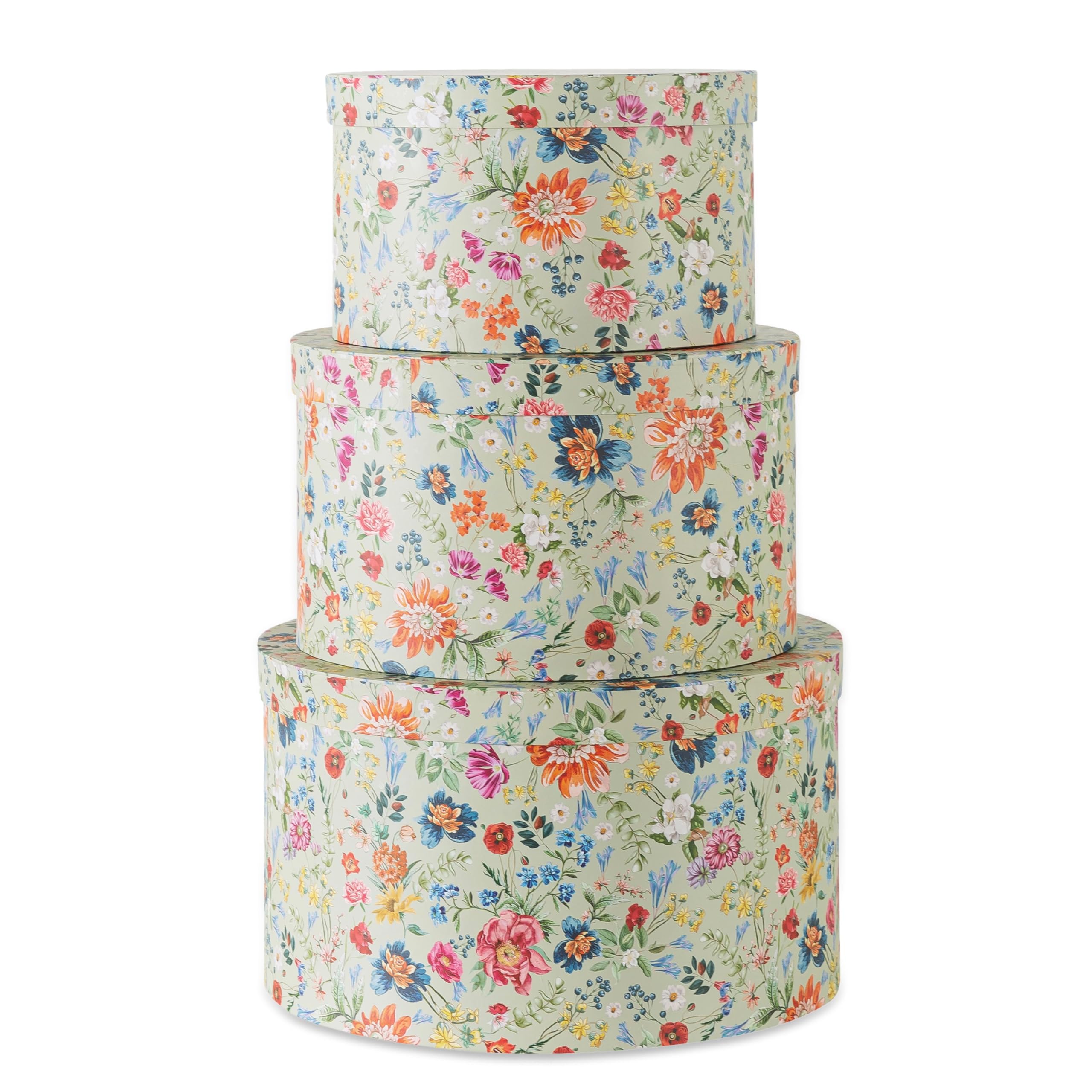 x3 Whitney Vintage Personal Storage Boxes Vintage Floral Hat Boxes Cottage Decor Product | NEWEL PROPS main image 4
