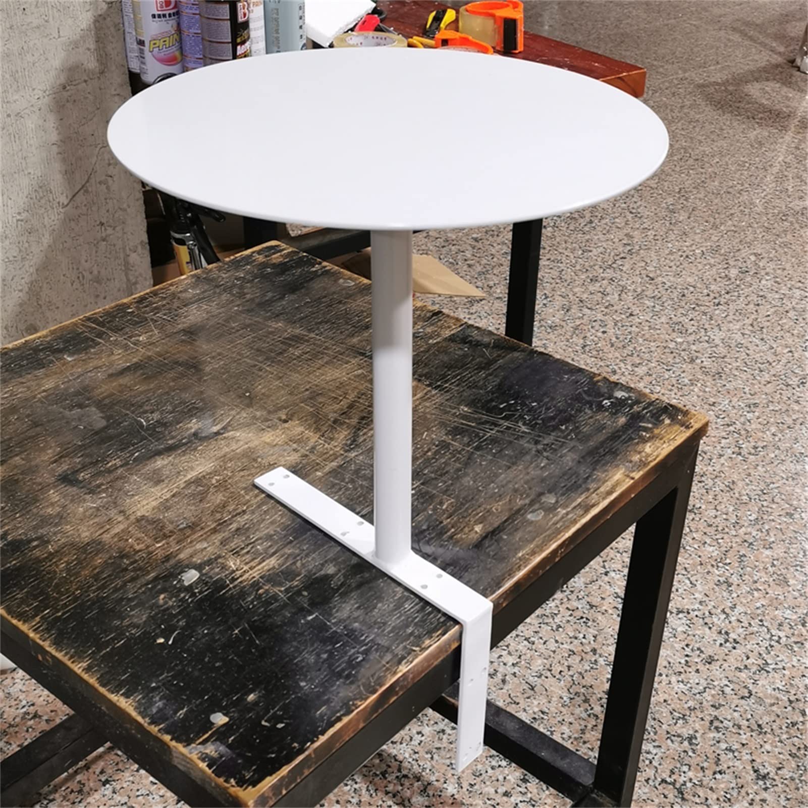 Tavolino angolare piccolo, tavolo angolare bianco piccoli spazi - Tavolo da cocktail in metallo a parete tipo L - Arredamento contemporaneo per la casa