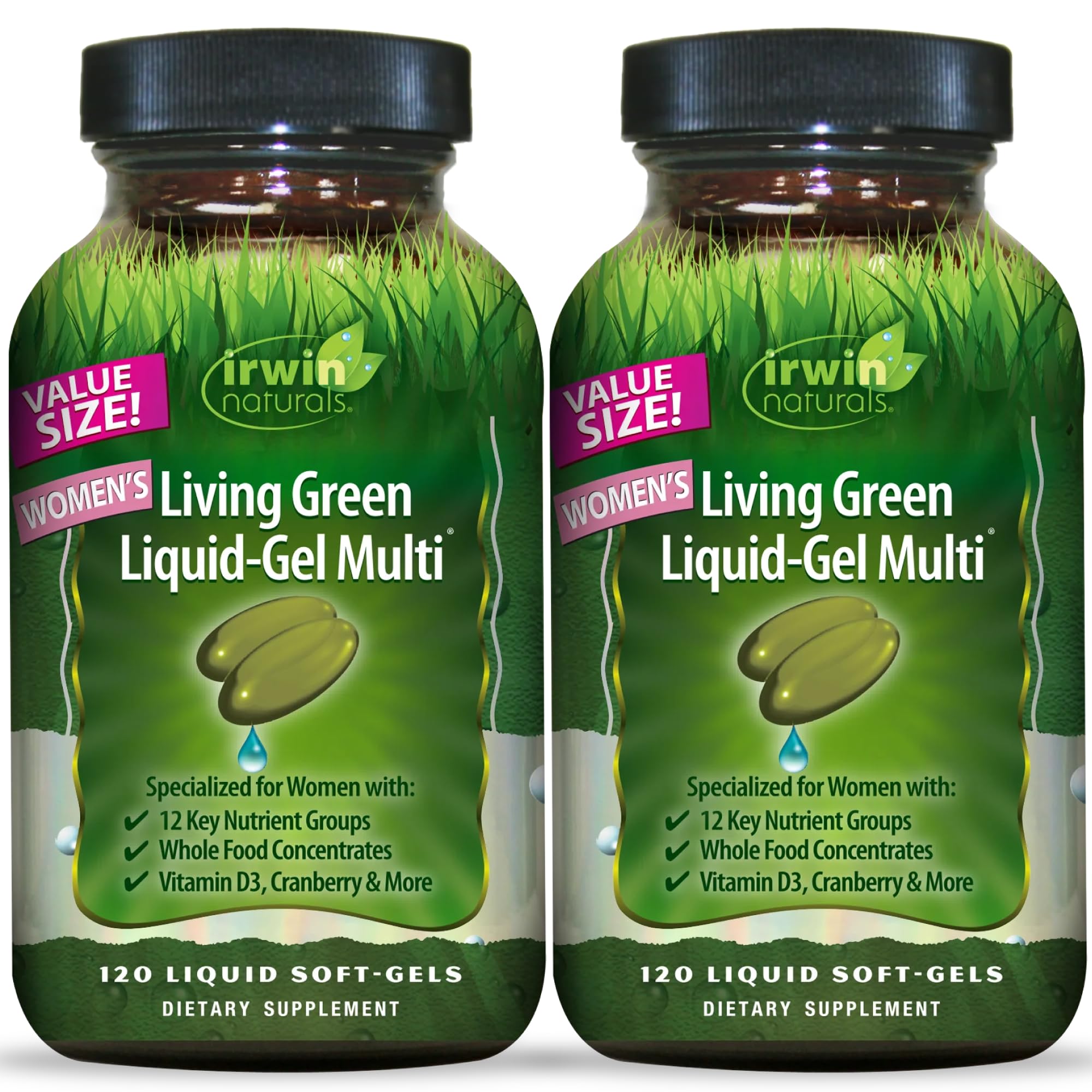 Irwin Naturals Women’s Living Green Liquid-Gel Multivitamins| 120 ct 2-Pack 120 Count (Pack of 2)