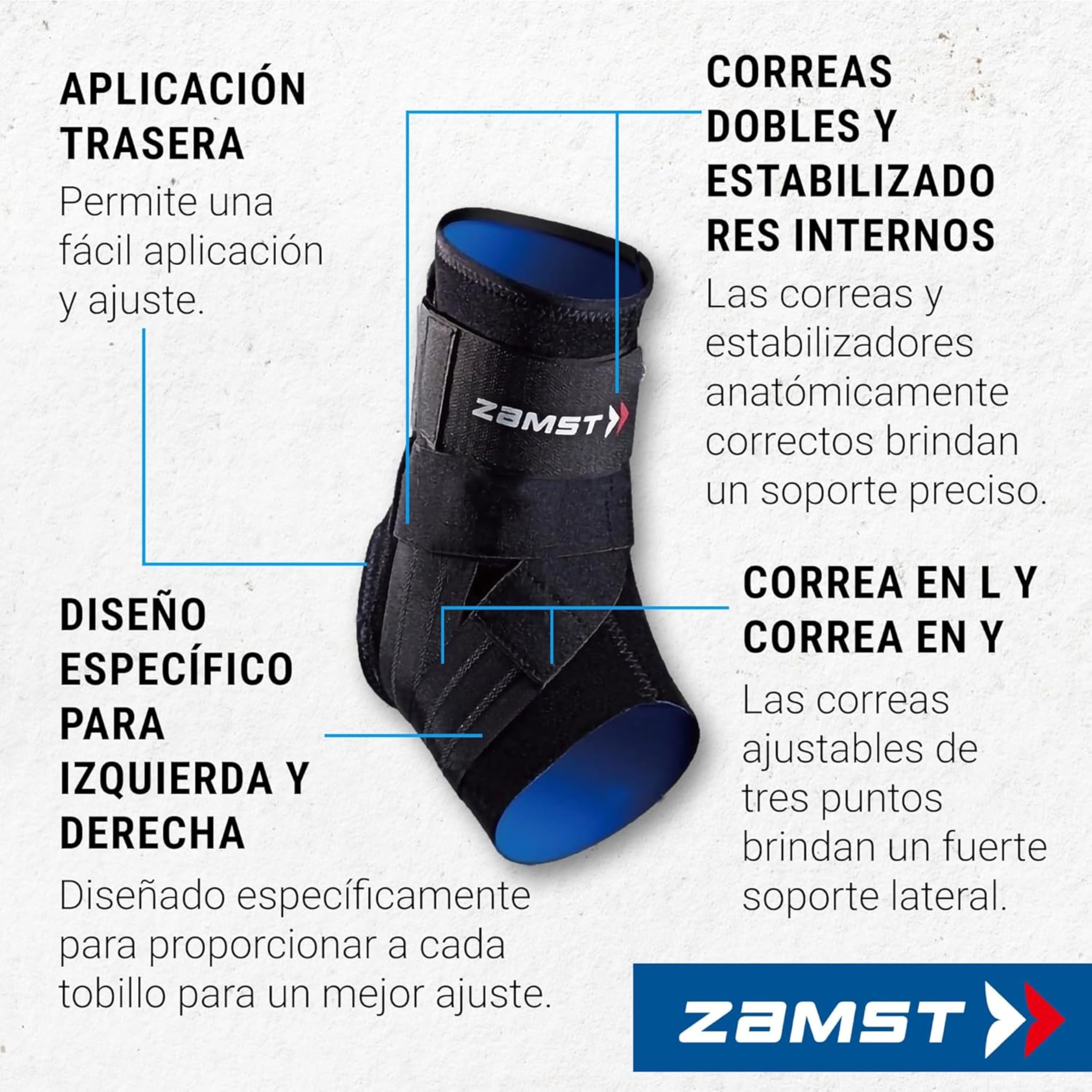 Zamst A1 Tobillera Deportiva - Soporte de Tobillo Deportivo Transpirable para Hombres y Mujeres con Correas Ajustables de Tres Vías para Esguince de Tobillo Lateral Moderado - Derecha, L