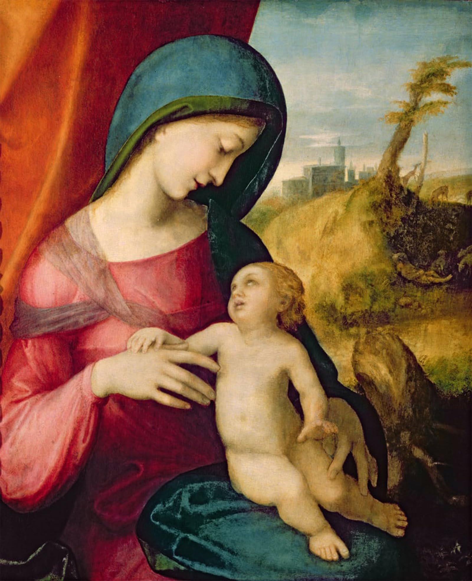 SERENDIPITP Vintage Wall Art Canvas Nordic Poster Canvas Print Picture Lady and Child by Antonio Da Correggio Wall Art Poster for Home Decor 60x90cm