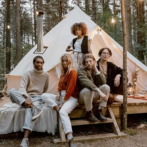 Miniatura 8 de Canvas Bell Tent Yurt Tent 4 Seasons for Camping 100% Cotton Glamping Tents with Stove Jack, Family Camping Outdoor Hunting Party