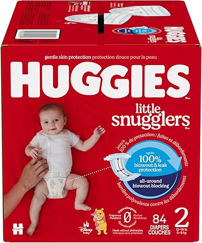 Huggies Size 2 Diapers, Little Snugglers Baby Diapers, Size 2 (12-18 lbs), 84 Count, Packaging May Vary