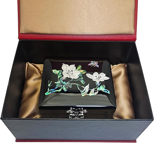 Miniatura 6 de Adornos de caja de joyería de laca hechos a mano, hechos de madera maciza con nácar natural tallado y pegado, se puede utilizar para almacenar