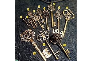 bouti1583 Vintage Skeleton Key Charm Set - Royal Key in Antique Bronze
