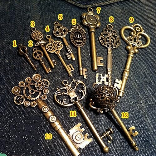 bouti1583 Vintage Skeleton Keys Charm Set Royal Key in Antique