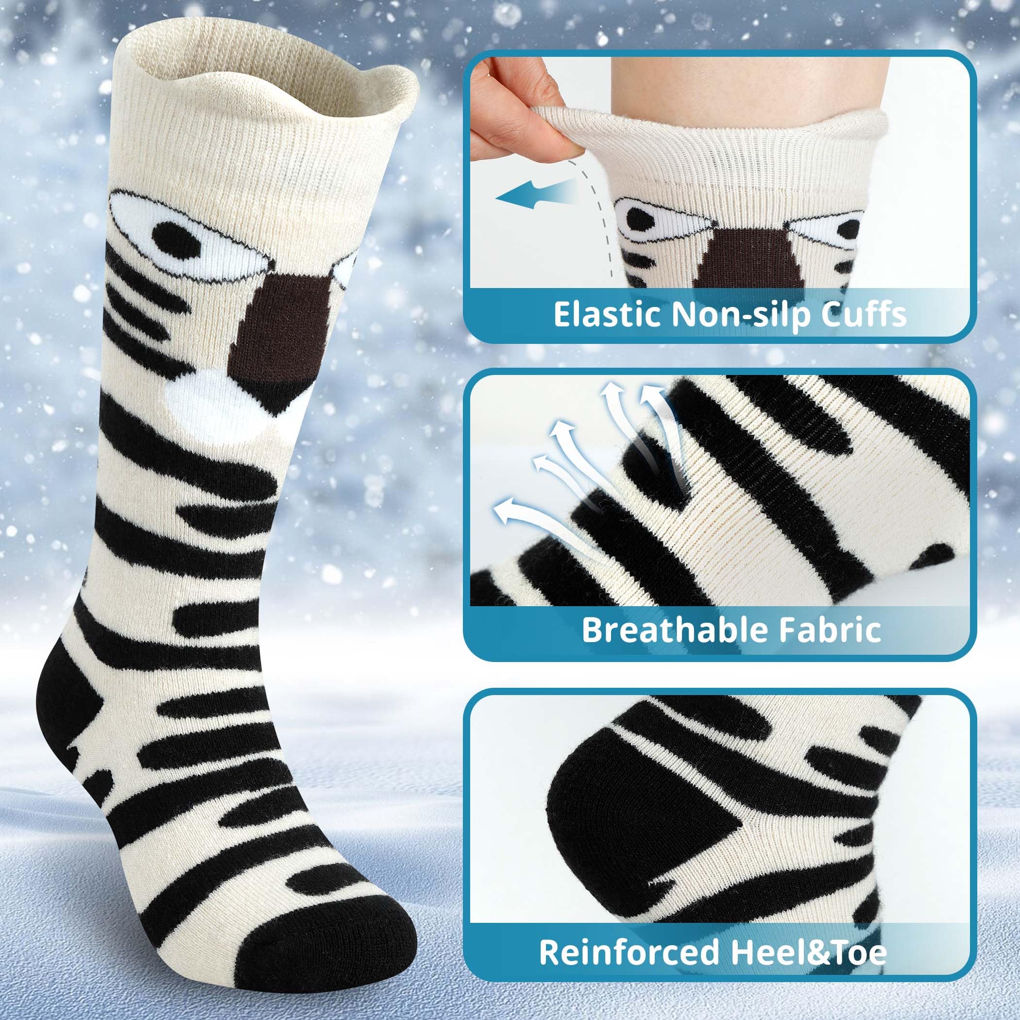 Muezna 2 pares de calcetines de esquí para niños de lana merino, calcetines térmicos de invierno para niños y niñas, calcetines deportivos hasta la rodilla, cálidos, gruesos, calcetines de esquí (OTC)
