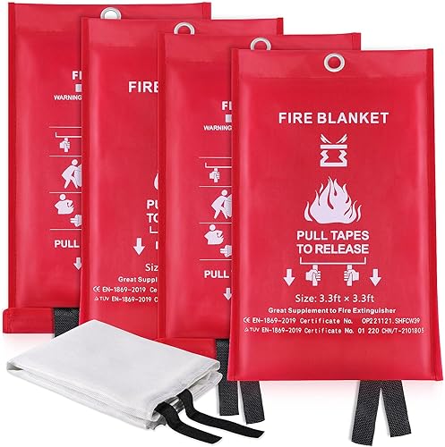 Manta Ignífuga para Cocina Hogar Emergencia - Mantas de Fibra de Vidrio Supervivencia contra Incendios Retardante de Llamas Extintor Ideal para