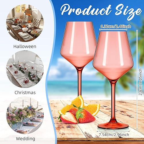 Miniatura 2 de 6 copas de vino con tallo de 15 onzas, vasos acrílicos de cristal, reutilizables, irrompibles, elegantes copas de vino, regalos para mujeres y