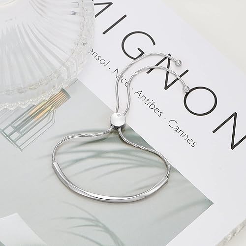 Miniatura 5 de WOWORAMA Pulseras deslizantes ajustables para mujer, pulsera de amistad para mujer, pulsera bolo de oro, oro blanco, oro rosa