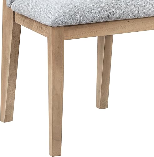 Miniatura 4 de Juego de 2 sillas de comedor para habitación, mesa y asientos para cocina, lino sin brazos tapizado con patas de madera maciza, 19 pulgadas de
